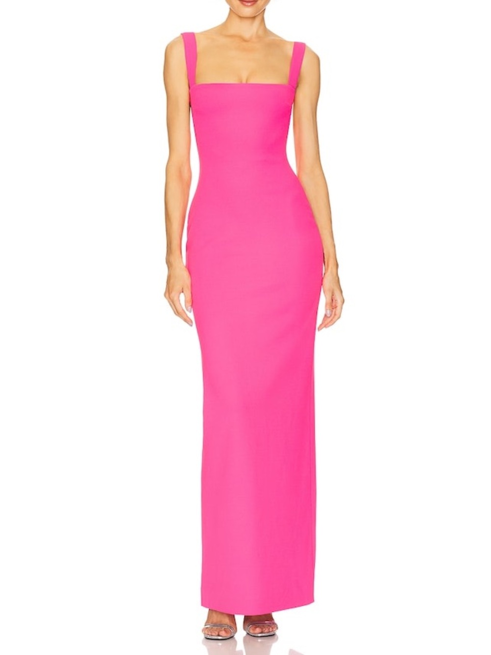 Solace London Joni Maxi Dress in Magenta Pink Square Neck Column Gown Size 6 NWT
